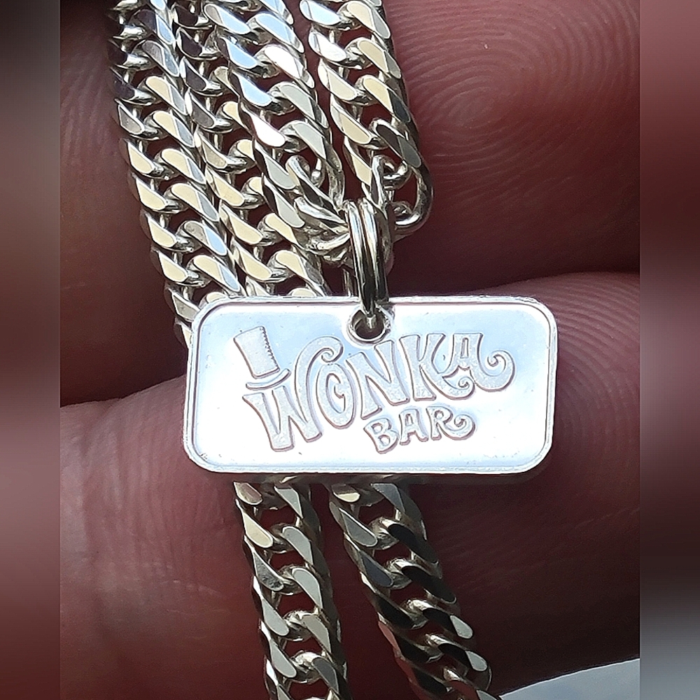 Wonka Bar Pendant / Charm - 999 Fine Silver - NEW - 925 SILVER BAIL